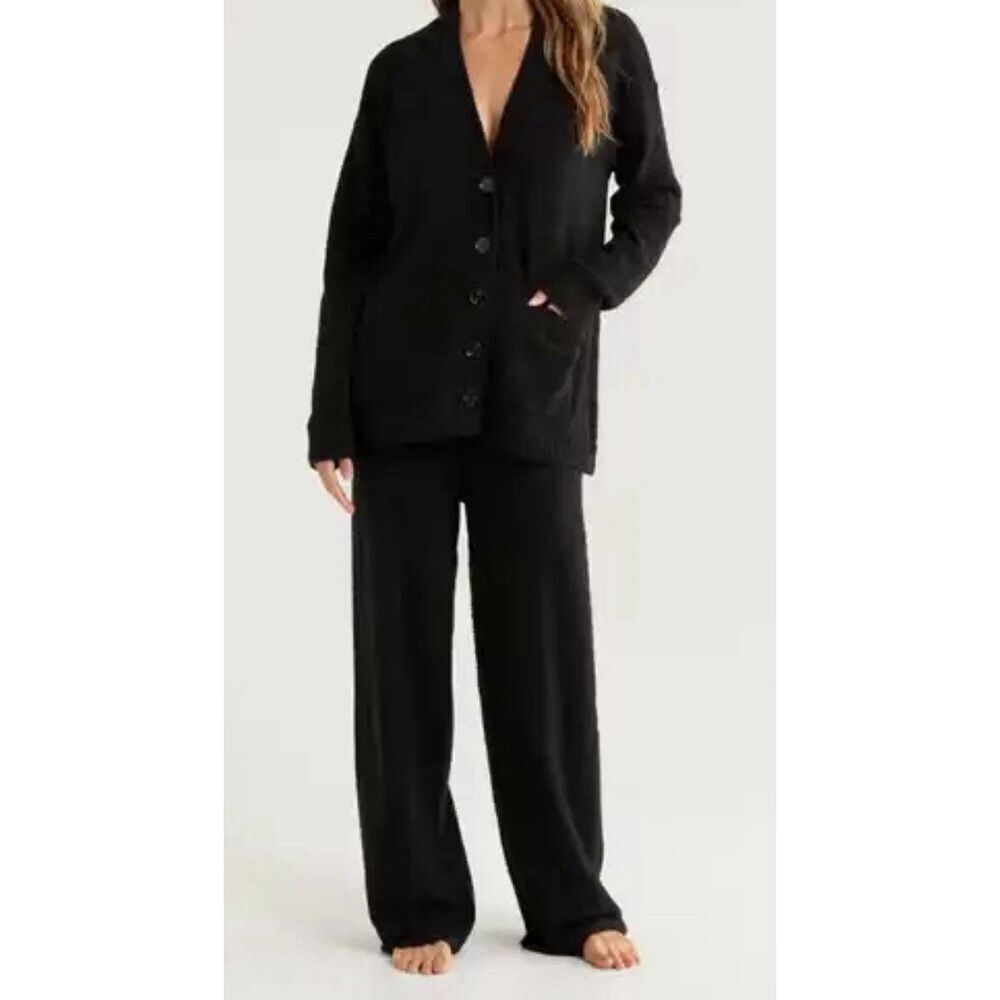 New Nordstrom So Soft Cardigan & Lounge Pants Set In Black Size Large